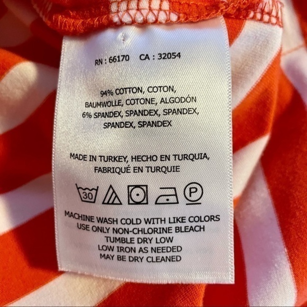 Anthropologie Meave Orange Striped Button Side Top - Picture 7 of 15